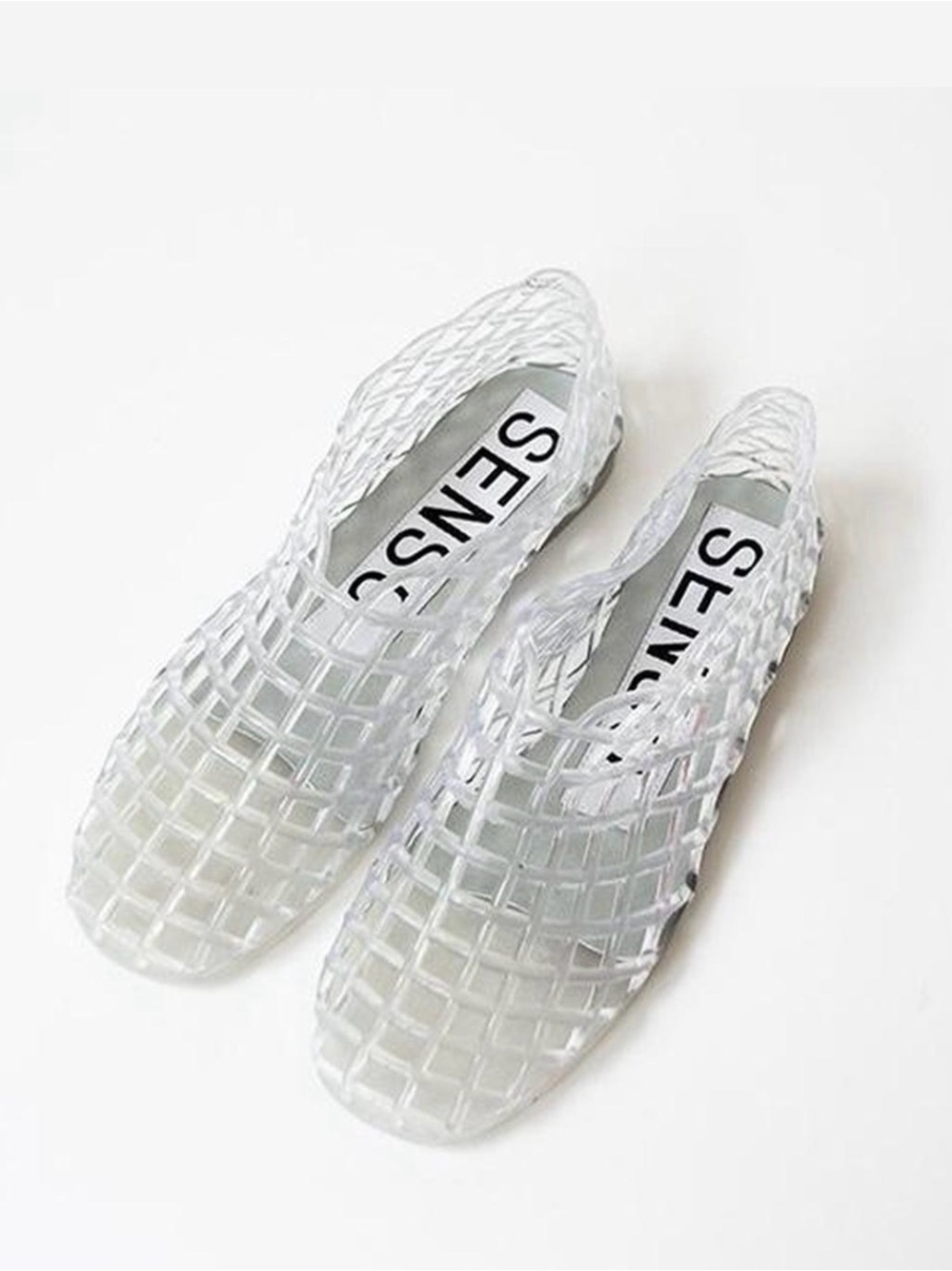 SENSO Translucent White Lattice Jelly Slip-On Mules